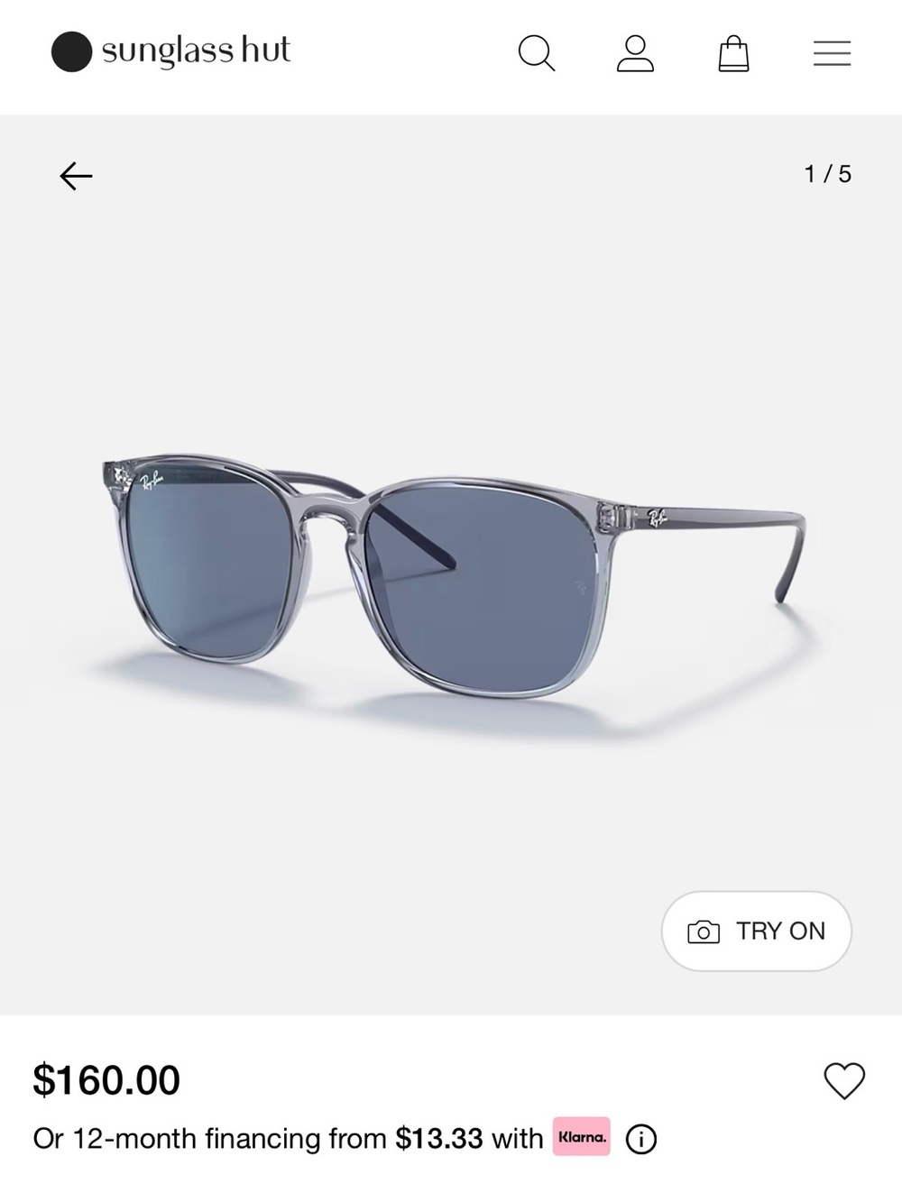Ray-Ban Transparent Blue Frame with Blue Lenses Sunglasses